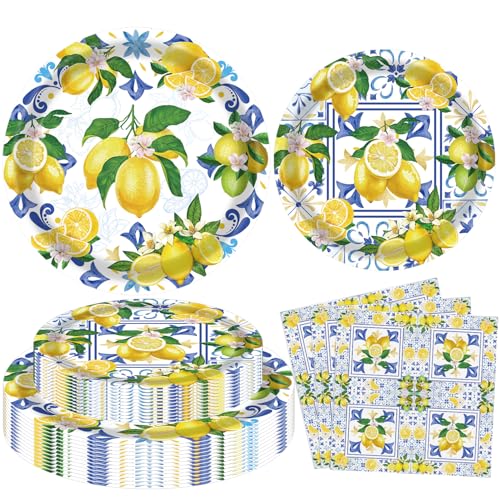 60er-Pack Partydekorationen zum Thema Zitrone Blaue Limonade Geburtstagsparty-Zubehör Gelbe Zitronen Geschirr zum Thema Zitrone – Zitronenteller Servietten zum Thema Zitrone Geburtstag Hochzeitsparty- 60er-Pack Partydekorationen zum Thema Zitrone Blaue Limonade Geburtstagsparty-Zubehör Gelbe Zitronen Geschirr zum Thema Zitrone – Zitronenteller Servietten zum Thema Zitrone Geburtstag Hochzeitsparty- von LWYGEGJO