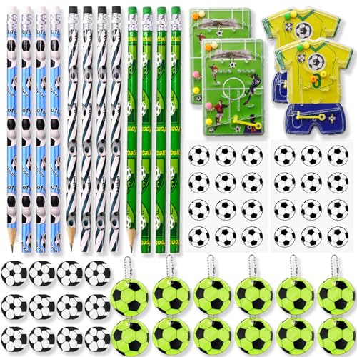 LXBCTOP 64 Stück Fußball Mitgebsel Set, 12 Fußbälle Bleistifte Kinder, 12 Fussball Radiergummi, 12 Fußball Reflektoren Anhänger, 4 Flipperspiel Fußball, 24 Fussball Aufkleber für Kindergeburtsta LXBCTOP 64 Stück Fußball Mitgebsel Set, 12 Fußbälle Bleistifte Kinder, 12 Fussball Radiergummi, 12 Fußball Reflektoren Anhänger, 4 Flipperspiel Fußball, 24 Fussball Aufkleber für Kindergeburtsta von LXBCTOP