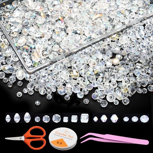 LXBCTOP 800 Stück Glasperlen, 4/6/8 mm, facettierte Kristallperlen, 5 Formen, gemischte Glasperlen zum Basteln mit Aufbewahrungsbox, Kristallperlen für Schmuckherstellung für DIY Halskette, Armband LXBCTOP 800 Stück Glasperlen, 4/6/8 mm, facettierte Kristallperlen, 5 Formen, gemischte Glasperlen zum Basteln mit Aufbewahrungsbox, Kristallperlen für Schmuckherstellung für DIY Halskette, Armband von LXBCTOP