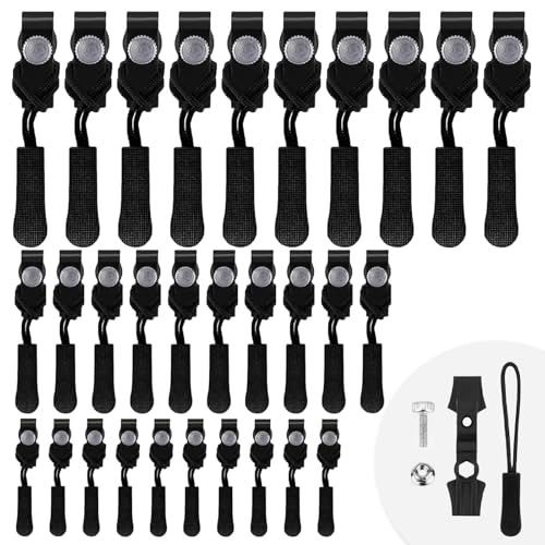 LXBCTOP Reißverschluss Reparatur Set, 30 Stück Universal Reißverschluss Zipper, 3 Größen Ersatz Zipper für Reißverschlüsse, Reissverschluss Zipper Fix für Jacke Rucksack Gepäck Schlafsack(Schwarz) von LXBCTOP