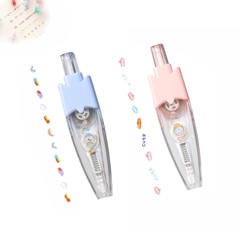 LXCJZY Infinite Decorative Pens, Press Decorative Pens, DIY Scrapbooking Tools with Lace Correction Tape, Cartoon Animal Patterns for Journals, Envelopes &Kids Crafting (A, 2) von LXCJZY