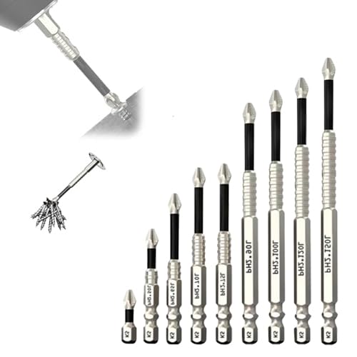 LXCJZY K5 Anti Slip Bit, Drill Bit Set, 1/4" Hex Shank Impact Resistant Alloy Steel, High Magnetic Screwdriver Bits for Electric Drill & DIY Projects (9) von LXCJZY