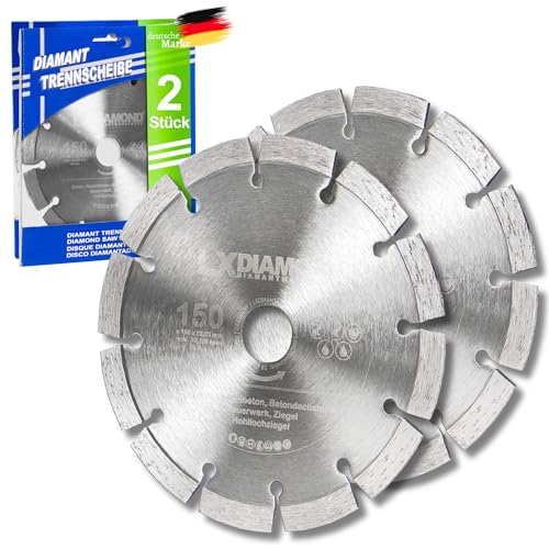 LXDIAMOND 2x Diamant-Trennscheibe 150mm x 22,23mm im Set für Mauernutfräse 150 mm - Diamantscheibe zum Trennen von Stein, Beton, Ziegel, Mauerwerk - Steinscheibe in Profi Qualität LXDIAMOND 2x Diamant-Trennscheibe 150mm x 22,23mm im Set für Mauernutfräse 150 mm - Diamantscheibe zum Trennen von Stein, Beton, Ziegel, Mauerwerk - Steinscheibe in Profi Qualität von LXDIAMOND