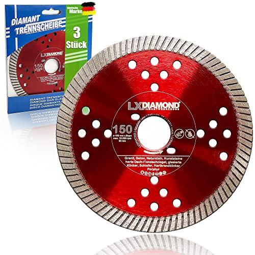 LXDIAMOND 3x Diamant-Trennscheibe 150mm Diamantscheibe für Beton Mauerwerk Universal Trennscheibe passend für Bepo FFS 150 151 Montagefräse Fensterfräse 150 mm LXDIAMOND 3x Diamant-Trennscheibe 150mm Diamantscheibe für Beton Mauerwerk Universal Trennscheibe passend für Bepo FFS 150 151 Montagefräse Fensterfräse 150 mm von LXDIAMOND