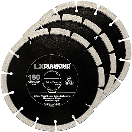 LXDIAMOND 3x Diamant-Trennscheibe 180mm - geeignet für Beton Mauerwerk Universal - 180 mm Diamantscheibe passend für Lamello Tanga DX200 Fensterfräse - Montagefräse - in Premium Qualität von LXDIAMOND