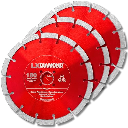 LXDIAMOND 3x Diamant-Trennscheibe 180mm - geeignet für Beton Mauerwerk Universal - 180 mm Diamantscheibe passend für Lamello Tanga Delta S2 / Fein MF14-180 Montagefräse - in Premium Qualität LXDIAMOND 3x Diamant-Trennscheibe 180mm - geeignet für Beton Mauerwerk Universal - 180 mm Diamantscheibe passend für Lamello Tanga Delta S2 / Fein MF14-180 Montagefräse - in Premium Qualität von LXDIAMOND