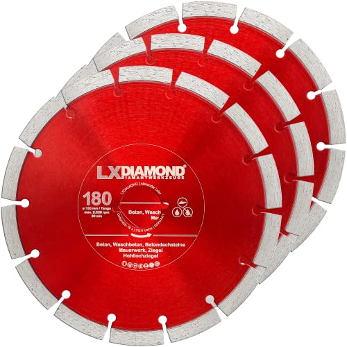 LXDIAMOND 3x Diamant-Trennscheibe 180mm - kompatibel mit Lamello Tanga DX200 Fensterfräse Montagefräse - Diamantscheibe für Beton Mauerwerk Ziegel Stein Universal - 180 mm in Profi Qualität LXDIAMOND 3x Diamant-Trennscheibe 180mm - kompatibel mit Lamello Tanga DX200 Fensterfräse Montagefräse - Diamantscheibe für Beton Mauerwerk Ziegel Stein Universal - 180 mm in Profi Qualität von LXDIAMOND