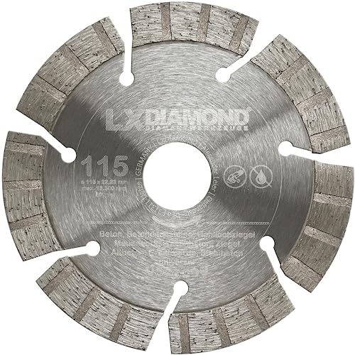 LXDIAMOND Diamant-Trennscheibe 115mm x 22,23mm - 13mm Turbo Segmente - passend für Beton Stahlbeton Waschbeton Granitborde - Premium Diamantscheibe für Winkelschleifer 115 mm LXDIAMOND Diamant-Trennscheibe 115mm x 22,23mm - 13mm Turbo Segmente - passend für Beton Stahlbeton Waschbeton Granitborde - Premium Diamantscheibe für Winkelschleifer 115 mm von LXDIAMOND