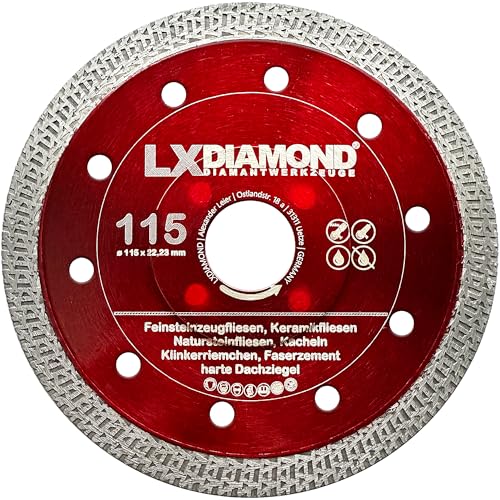 LXDIAMOND Diamant-Trennscheibe 115mm x 22,23mm - Diamantscheibe für Feinsteinzeugfliesen Fliesen Natursteinfliesen - Segment 1,4mm dünn - Premium Trennscheibe 115 mm LXDIAMOND Diamant-Trennscheibe 115mm x 22,23mm - Diamantscheibe für Feinsteinzeugfliesen Fliesen Natursteinfliesen - Segment 1,4mm dünn - Premium Trennscheibe 115 mm von LXDIAMOND
