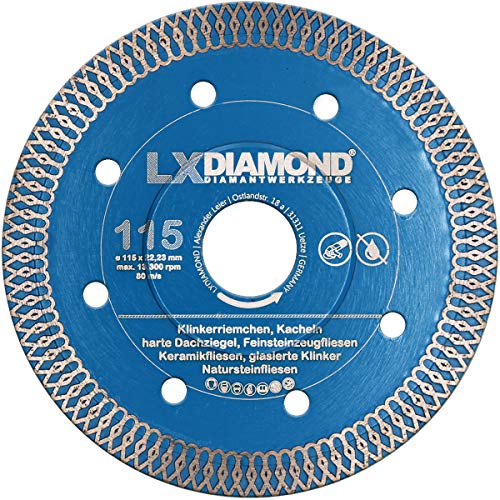 LXDIAMOND Diamant-Trennscheibe 115mm x 22,23mm Premium extra dünn 1,2mm Diamantscheibe für Fliesen Feinsteinzeug Keramik Naturstein geeignet für Akku Winkelschleifer 115 mm LXDIAMOND Diamant-Trennscheibe 115mm x 22,23mm Premium extra dünn 1,2mm Diamantscheibe für Fliesen Feinsteinzeug Keramik Naturstein geeignet für Akku Winkelschleifer 115 mm von LXDIAMOND