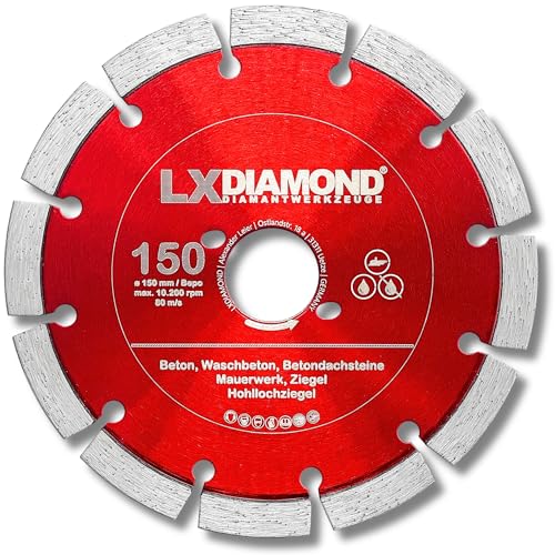 LXDIAMOND Diamant-Trennscheibe 150mm - Diamantscheibe passend für Bepo FFS 150 151 Montagefräse Fensterfugenschneider - 150 mm Trennscheibe für Beton Mauerwerk Ziegel - in Premium Qualität LXDIAMOND Diamant-Trennscheibe 150mm - Diamantscheibe passend für Bepo FFS 150 151 Montagefräse Fensterfugenschneider - 150 mm Trennscheibe für Beton Mauerwerk Ziegel - in Premium Qualität von LXDIAMOND