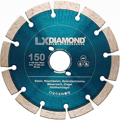 LXDIAMOND Diamant-Trennscheibe 150mm PROFI Diamantscheibe für Beton Mauerwerk Universal Trennscheibe passend für Bepo FFS 150 151 Fensterfräse Montagefräse Fensterfugenschneider 150 mm von LXDIAMOND