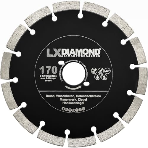 LXDIAMOND Diamant-Trennscheibe 170mm - Diamantscheibe für Beton Mauerwerk Universal - Trennscheibe passend für Bepo FFS 171 SE Montagefräse Fensterfugenschneider 170 mm - in Profi Qualität LXDIAMOND Diamant-Trennscheibe 170mm - Diamantscheibe für Beton Mauerwerk Universal - Trennscheibe passend für Bepo FFS 171 SE Montagefräse Fensterfugenschneider 170 mm - in Profi Qualität von LXDIAMOND
