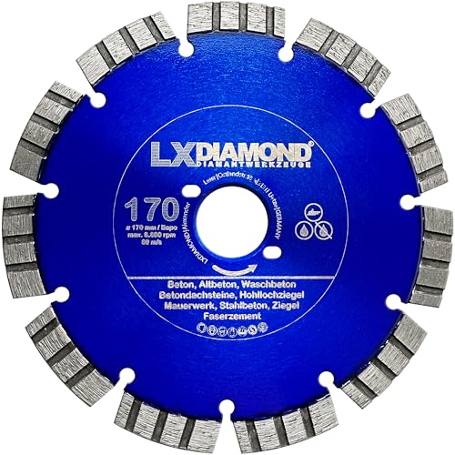 LXDIAMOND Diamant-Trennscheibe 170mm - Sägeblatt für Beton Mauerwerk Stahlbeton - Trennscheibe passend für Bepo FFS 171 SE Montagefräse Fensterfugenschneider - Premium Diamantscheibe 170 mm LXDIAMOND Diamant-Trennscheibe 170mm - Sägeblatt für Beton Mauerwerk Stahlbeton - Trennscheibe passend für Bepo FFS 171 SE Montagefräse Fensterfugenschneider - Premium Diamantscheibe 170 mm von LXDIAMOND