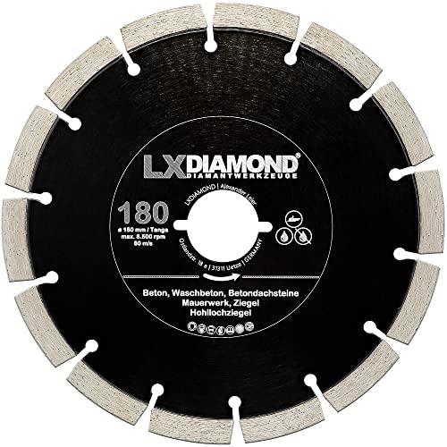 LXDIAMOND Diamant-Trennscheibe 180mm - geeignet für Beton Mauerwerk Universal - 180 mm Diamantscheibe passend für Lamello Tanga DX200 Fensterfräse - Montagefräse - in Premium Qualität LXDIAMOND Diamant-Trennscheibe 180mm - geeignet für Beton Mauerwerk Universal - 180 mm Diamantscheibe passend für Lamello Tanga DX200 Fensterfräse - Montagefräse - in Premium Qualität von LXDIAMOND