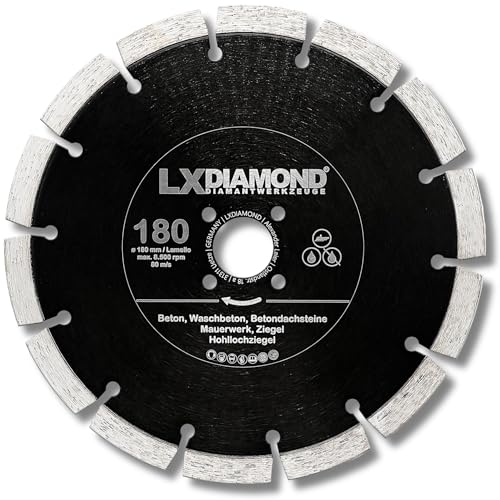 LXDIAMOND Diamant-Trennscheibe 180mm - geeignet für Beton Mauerwerk Universal - 180 mm Diamantscheibe passend für Lamello Tanga Delta S2 / Fein MF14-180 Montagefräse - in Premium Qualität von LXDIAMOND