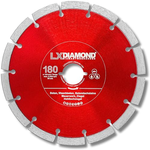 LXDIAMOND Diamant-Trennscheibe 180mm - kompatibel mit Lamello Tanga DX200 Fensterfräse Montagefräse - Diamantscheibe für Beton Mauerwerk Ziegel Stein Universal - 180 mm in Profi Qualität LXDIAMOND Diamant-Trennscheibe 180mm - kompatibel mit Lamello Tanga DX200 Fensterfräse Montagefräse - Diamantscheibe für Beton Mauerwerk Ziegel Stein Universal - 180 mm in Profi Qualität von LXDIAMOND