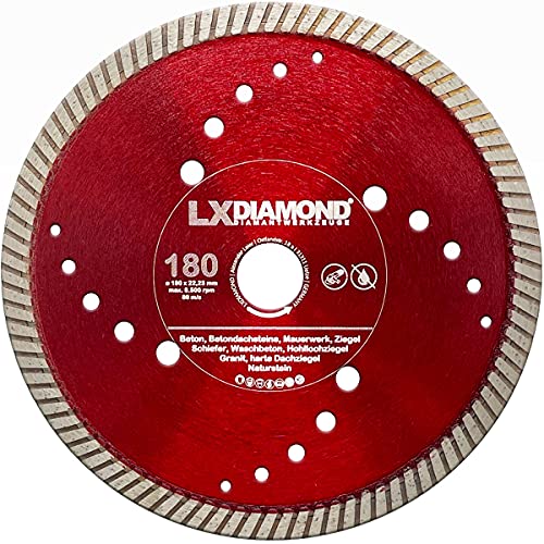 LXDIAMOND Diamant-Trennscheibe 180mm x 22,23mm Diamantscheibe für Waschbeton Naturstein Beton Ziegel Granit Mauerwerk Schiefer - 180 mm in Premium Qualität LXDIAMOND Diamant-Trennscheibe 180mm x 22,23mm Diamantscheibe für Waschbeton Naturstein Beton Ziegel Granit Mauerwerk Schiefer - 180 mm in Premium Qualität von LXDIAMOND