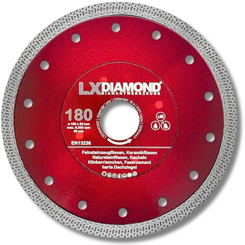 LXDIAMOND Diamant-Trennscheibe 180mm x 30,0mm Diamantscheibe für Feinsteinzeugfliesen Fliesen Natursteinfliesen extra dünn - Premium Trennscheibe 180 mm LXDIAMOND Diamant-Trennscheibe 180mm x 30,0mm Diamantscheibe für Feinsteinzeugfliesen Fliesen Natursteinfliesen extra dünn - Premium Trennscheibe 180 mm von LXDIAMOND