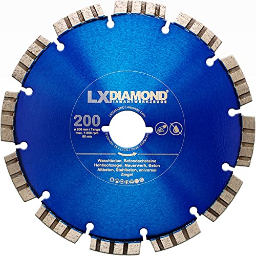 LXDIAMOND Diamant-Trennscheibe 200mm für Beton Mauerwerk Stein passend für Lamello Tanga DX200 Fensterfräse Fenstertrennfräse Montagefräse 200 mm - Diamantscheibe in Premium Qualität von LXDIAMOND