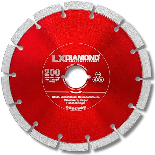 LXDIAMOND Diamant-Trennscheibe 200mm - kompatibel mit Lamello Tanga DX200 Fensterfräse Montagefräse - Diamantscheibe für Beton Mauerwerk Ziegel Stein Universal - 200 mm in Profi Qualität LXDIAMOND Diamant-Trennscheibe 200mm - kompatibel mit Lamello Tanga DX200 Fensterfräse Montagefräse - Diamantscheibe für Beton Mauerwerk Ziegel Stein Universal - 200 mm in Profi Qualität von LXDIAMOND