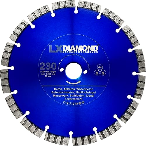 LXDIAMOND Diamant-Trennscheibe 230mm - Sägeblatt für Beton Mauerwerk Stahlbeton - Trennscheibe passend für Bepo FFS 230 Montagefräse Fensterfugenschneider - Premium Diamantscheibe 230 mm von LXDIAMOND