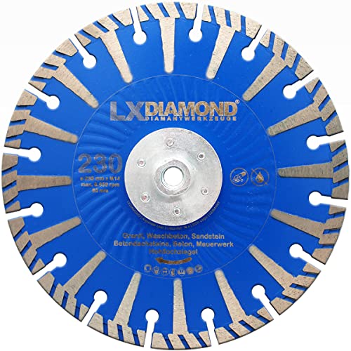 LXDIAMOND Diamant-Trennscheibe 230mm mit M14 Alu Flansch für Winkelschleifer - Diamantscheibe zum Bündig schneiden von Granit, Naturstein, Beton - 230 mm Steinscheibe in Premium Qualität LXDIAMOND Diamant-Trennscheibe 230mm mit M14 Alu Flansch für Winkelschleifer - Diamantscheibe zum Bündig schneiden von Granit, Naturstein, Beton - 230 mm Steinscheibe in Premium Qualität von LXDIAMOND