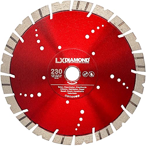 LXDIAMOND Diamant-Trennscheibe 230mm x 22,23mm - Segment 15mm - für Hartgestein Kunststeine Stein Ziegel Granit Granitborde Stahlbeton Naturstein Beton Diamantscheibe 230 mm - in Premium Qualität LXDIAMOND Diamant-Trennscheibe 230mm x 22,23mm - Segment 15mm - für Hartgestein Kunststeine Stein Ziegel Granit Granitborde Stahlbeton Naturstein Beton Diamantscheibe 230 mm - in Premium Qualität von LXDIAMOND