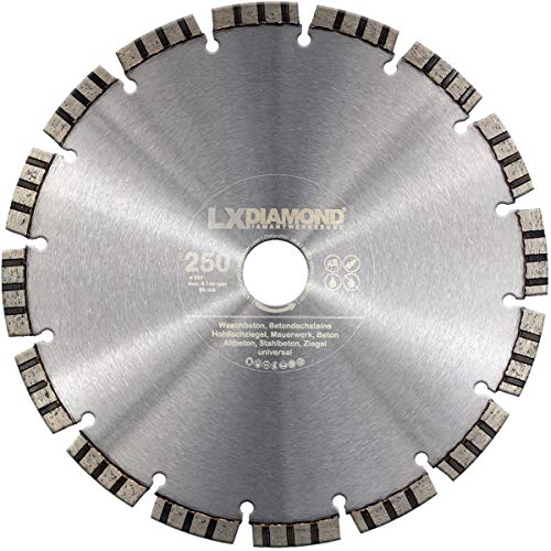 LXDIAMOND Diamant-Trennscheibe 250mm x 25,4mm Premium Laser Diamantscheibe Betonscheibe für Stein Beton Stahlbeton Universal passend für Steinsäge Trennschleifer Motorflex Fugenschneider 250 mm LXDIAMOND Diamant-Trennscheibe 250mm x 25,4mm Premium Laser Diamantscheibe Betonscheibe für Stein Beton Stahlbeton Universal passend für Steinsäge Trennschleifer Motorflex Fugenschneider 250 mm von LXDIAMOND
