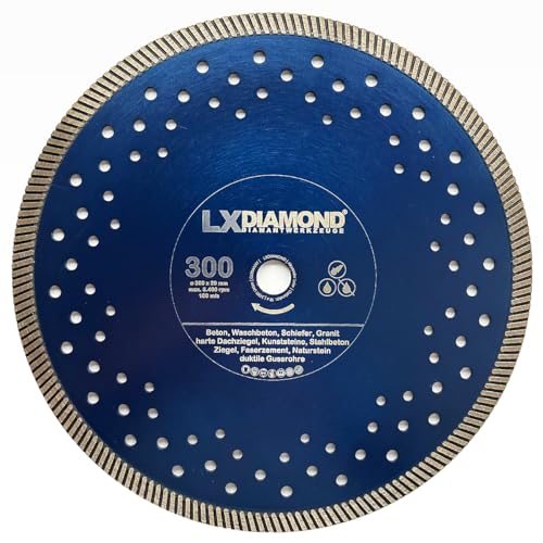 LXDIAMOND Diamant-Trennscheibe 300mm x 20,0mm Premium Diamantscheibe für Stahlbeton Granitborde Beton Naturstein passend für Trennjäger Motorflex 300 mm LXDIAMOND Diamant-Trennscheibe 300mm x 20,0mm Premium Diamantscheibe für Stahlbeton Granitborde Beton Naturstein passend für Trennjäger Motorflex 300 mm von LXDIAMOND