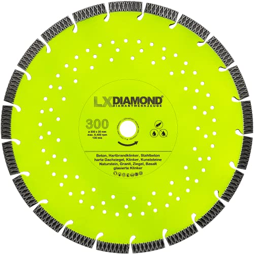 LXDIAMOND Diamant-Trennscheibe 300mm x 20,0mm - perfekt geeignet für Beton Stahlbeton Klinker Granit Hartbrandklinker Natursteine Kunststeine - Laser Diamantscheibe 300 mm in Premium Qualität LXDIAMOND Diamant-Trennscheibe 300mm x 20,0mm - perfekt geeignet für Beton Stahlbeton Klinker Granit Hartbrandklinker Natursteine Kunststeine - Laser Diamantscheibe 300 mm in Premium Qualität von LXDIAMOND