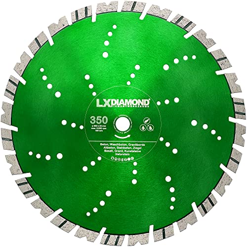LXDIAMOND Diamant-Trennscheibe 350mm x 20,0mm - Segment 15mm - Diamantscheibe 350 mm - in Premium Qualität - für Hartgestein Kunststeine Stein Ziegel Granit Granitborde Stahlbeton Naturstein Beton LXDIAMOND Diamant-Trennscheibe 350mm x 20,0mm - Segment 15mm - Diamantscheibe 350 mm - in Premium Qualität - für Hartgestein Kunststeine Stein Ziegel Granit Granitborde Stahlbeton Naturstein Beton von LXDIAMOND
