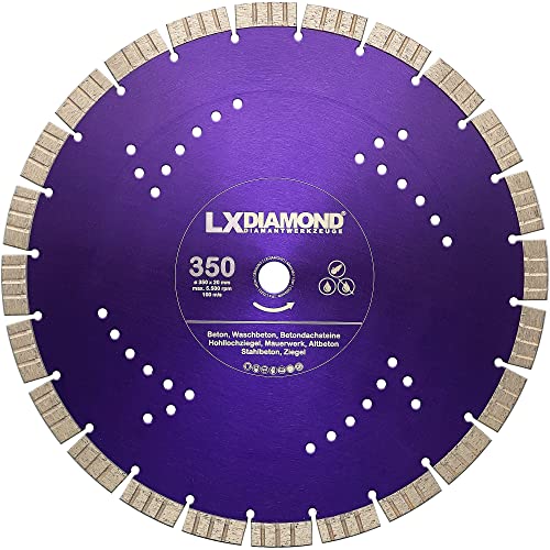 LXDIAMOND Diamant-Trennscheibe 350mm x 20,0mm - Segmente 15mm - passend für Beton Stahlbeton Waschbeton Universal - Diamantscheibe für Trennjäger 350 mm - in Premium Qualität LXDIAMOND Diamant-Trennscheibe 350mm x 20,0mm - Segmente 15mm - passend für Beton Stahlbeton Waschbeton Universal - Diamantscheibe für Trennjäger 350 mm - in Premium Qualität von LXDIAMOND