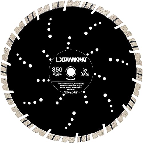 LXDIAMOND Diamant-Trennscheibe 350mm x 20,0mm - für Naturstein Kunststeine Granit Granitborde Hartgestein Stein Ziegel Beton Stahlbeton - Diamantscheibe 350 mm - 15mm Segmenthöhe - in Premium Qualität LXDIAMOND Diamant-Trennscheibe 350mm x 20,0mm - für Naturstein Kunststeine Granit Granitborde Hartgestein Stein Ziegel Beton Stahlbeton - Diamantscheibe 350 mm - 15mm Segmenthöhe - in Premium Qualität von LXDIAMOND