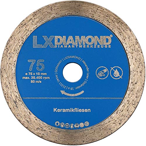 LXDIAMOND Diamant-Trennscheibe 75mm x 10mm Premium Diamantscheibe für Fliesen Keramik Feinsteinzeug passend für Akku Winkelschleifer 76mm von LXDIAMOND