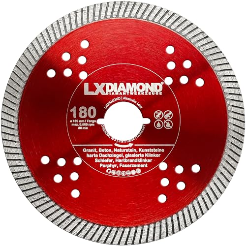 LXDIAMOND Diamant-Trennscheibe 180mm - kompatibel mit Lamello Tanga DX200 Fensterfräse Montagefräse - Diamantscheibe für Beton Mauerwerk Ziegel Stein Hartgestein - 180 mm in Premium Qualität LXDIAMOND Diamant-Trennscheibe 180mm - kompatibel mit Lamello Tanga DX200 Fensterfräse Montagefräse - Diamantscheibe für Beton Mauerwerk Ziegel Stein Hartgestein - 180 mm in Premium Qualität von LXDIAMOND