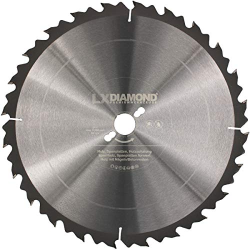 LXDIAMOND HM Hartmetall Kreissägeblatt 500mm x 35,0mm Z36 Premium Sägeblatt Nagelfest Trapezzahn für Bauholz zum Sägen mit Wippsäge Tischkreissäge Kreissäge Kappsäge Brennholzsäge Tischsäge 500 mm von LXDIAMOND