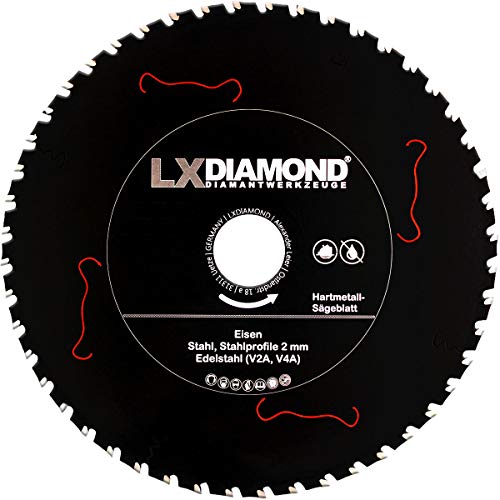 LXDIAMOND Hartmetall Sägeblatt 305mm x 25,4mm Z56 für Eisen Stahl Edelstahl V2A V4A Stahlprofile Bleche Stahl Kreissägeblatt passend für Kappsägen Handkreissägen Metall-Trennsägen Tischsägen 305x25,4 von LXDIAMOND