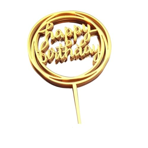 LXHZSY Tortendeko 20 Stück „Happy Birthday“-Kuchenaufsatz, Rosa-goldene Tortenaufsätze, Kuchen-Geburtstagsparty-Kuchen-Flaggen-Dekorationen(Golden 1) von LXHZSY