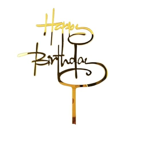 LXHZSY Tortendeko 20 Stück „Happy Birthday“-Kuchenaufsatz, Rosa-goldene Tortenaufsätze, Kuchen-Geburtstagsparty-Kuchen-Flaggen-Dekorationen(Golden 4) von LXHZSY
