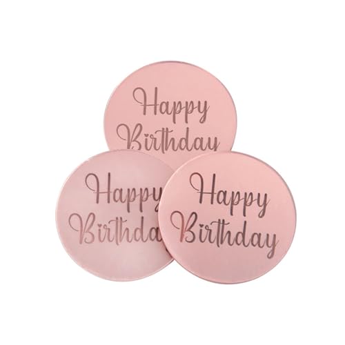 LXHZSY Tortendeko 20 Stück Happy Birthday Cupcake Topper Gold Kreis Dessert Kuchen DIY Dekorationen Einsatzkarte Geburtstag Party Supplies(Rose gold2) von LXHZSY