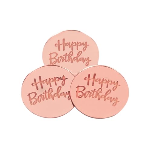 LXHZSY Tortendeko 20 Stück Happy Birthday Cupcake Topper Gold Kreis Dessert Kuchen DIY Dekorationen Einsatzkarte Geburtstag Party Supplies(Rose gold3) von LXHZSY