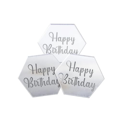 LXHZSY Tortendeko 20 Stück Happy Birthday Cupcake Topper Gold Kreis Dessert Kuchen DIY Dekorationen Einsatzkarte Geburtstag Party Supplies(Silver4) von LXHZSY