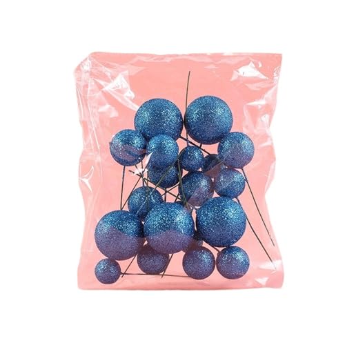 LXHZSY Tortendeko 20 Teile/Satz Gold Perle Weiß Funkelnde Kugel Kuchen Dekoration Geburtstag Party Backen Dessert Tisch Plugin Dekoration Zubehör(Blue,1 Set) von LXHZSY
