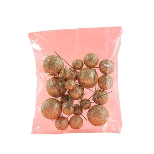 LXHZSY Tortendeko 20 Teile/Satz Gold Perle Weiß Funkelnde Kugel Kuchen Dekoration Geburtstag Party Backen Dessert Tisch Plugin Dekoration Zubehör(Gold,1 Set) von LXHZSY