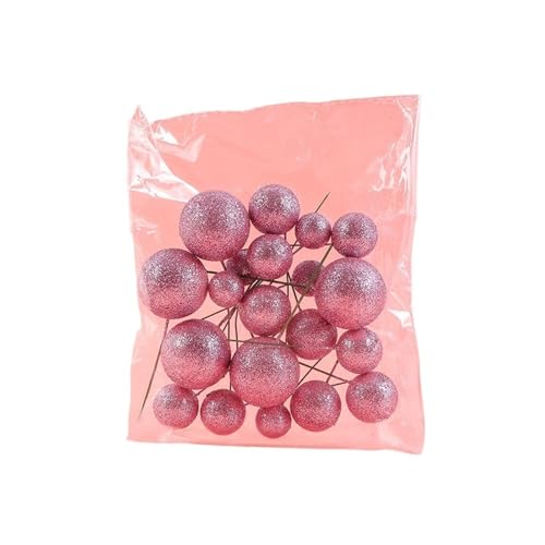 LXHZSY Tortendeko 20 Teile/Satz Gold Perle Weiß Funkelnde Kugel Kuchen Dekoration Geburtstag Party Backen Dessert Tisch Plugin Dekoration Zubehör(Pink,5 Sets) von LXHZSY