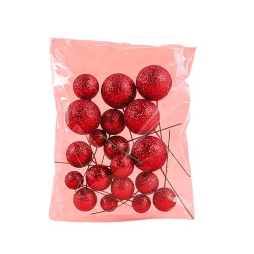 LXHZSY Tortendeko 20 Teile/Satz Gold Perle Weiß Funkelnde Kugel Kuchen Dekoration Geburtstag Party Backen Dessert Tisch Plugin Dekoration Zubehör(Red,1 Set) von LXHZSY