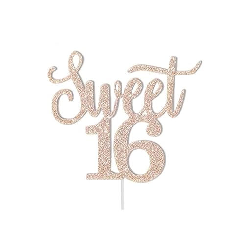 LXHZSY Tortendeko 5 Stück Happy Birthday Goldene Kuchendekoration 13 16 18 21 30 40 50 60 Jahre Geburtstagstorte Topper Erwachsene Party Backen Dessert Dekor Supplie(16year Rose Gold) von LXHZSY