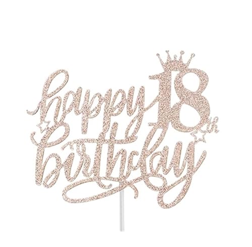 LXHZSY Tortendeko 5 Stück Happy Birthday Goldene Kuchendekoration 13 16 18 21 30 40 50 60 Jahre Geburtstagstorte Topper Erwachsene Party Backen Dessert Dekor Supplie(18year Rose Gold) von LXHZSY