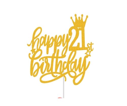 LXHZSY Tortendeko 5 Stück Happy Birthday Goldene Kuchendekoration 13 16 18 21 30 40 50 60 Jahre Geburtstagstorte Topper Erwachsene Party Backen Dessert Dekor Supplie(21year Gold) von LXHZSY